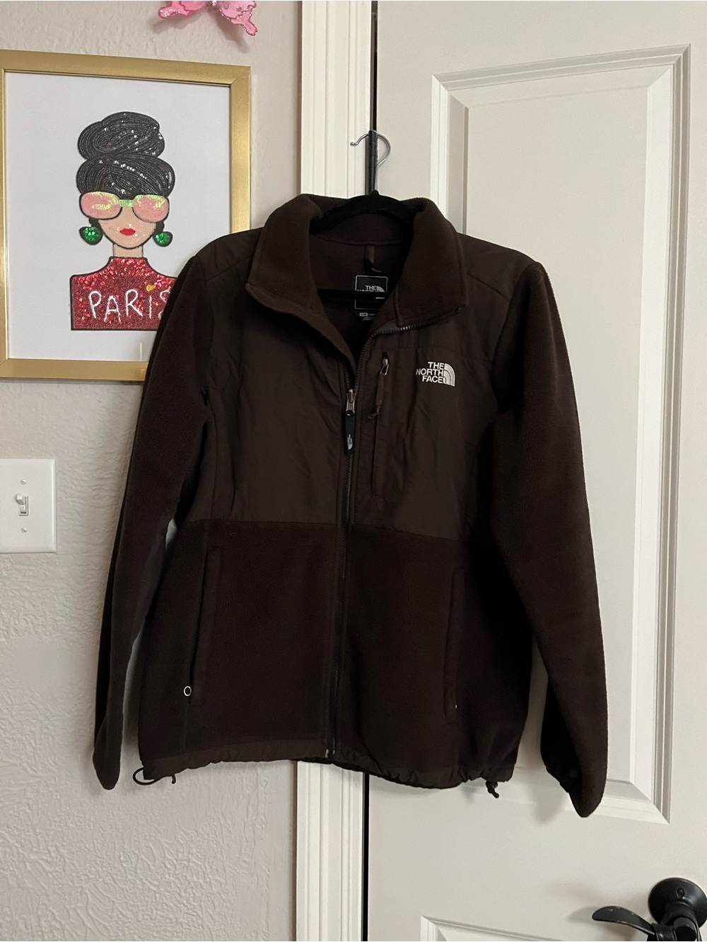 The North Face Women's Large Brown Fleece Jacket small hole